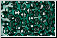 Bhm. Glasschliffperle, feuerpol., 8mm, emerald, dk., trans., 10 Stk.