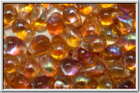 Drop Beads, 4x6mm, crystal, trans., orange AB, 20 Stk.