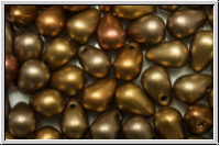 Drop Beads, 4x6mm, purple/gold-Mix, met., satin, 20 Stk.