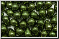 Drop Beads, 4x6mm, green, met., 20 Stk.