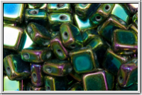 TILE-Beads, diagonal, 6x6mm, green, met., iris., 25 Stk.