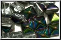 2-Loch-Pyramide, 12x12x9mm, crystal, trans., half vitrail, 6 Stk.