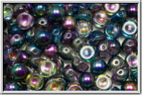 2-Loch-Cabochon, 6mm, crystal, trans., magic blue/purple, 20 Stk.