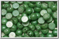 2-Loch-Cabochon, 6mm, white, op., green marbled, 20 Stk.