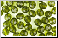 Bhm. Glasschliffperle, feuerpol., 8mm, olivine, dk., trans., 10 Stk.