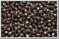 Bhm. Glasschliffperle, feuerpol., 3mm, black, op., heavy metal violet, 50 Stk.