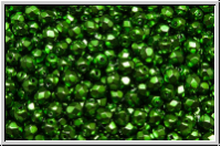 Bhm. Glasschliffperle, feuerpol., 3mm, black, op., heavy metal green, 50 Stk.