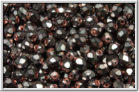 Bhm. Glasschliffperle, feuerpol., 4mm, black, op., heavy metal violet, 50 Stk.