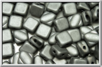 SILKY-Beads, 6x6mm, black, op., full silver, matte, 25 Stk.