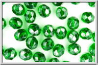 Bhm. Glasschliffperle, feuerpol., 8mm, green, trans., luster, 10 Stk.