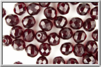 Bhm. Glasschliffperle, feuerpol., 8mm, garnet, trans., 10 Stk.