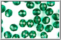 Bhm. Glasschliffperle, feuerpol., 8mm, emerald, trans., 10 Stk.