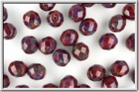 Bhm. Glasschliffperle, feuerpol., 8mm, red, opaque, piasso, 10 Stk.