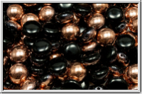 Candy-Beads, 8mm, black, op., half capri gold, 25 Stk.