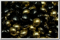 Candy-Beads, 8mm, black, op., half brass, 25 Stk.