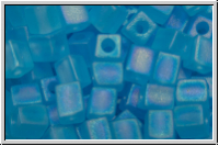 SB-04-0148fr, MIYUKI Squares, 4mm, aqua, trans., matte, AB, 15g