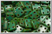 4-Loch-QuadraTiles, CzechMates, 6x6mm, turquoise, persian, op., picasso, 50 Stk.