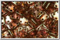 4-Loch-QuadraTiles, CzechMates, 6x6mm, crystal, trans., rose gold luster, 50 Stk.