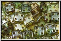 4-Loch-QuadraTiles, CzechMates, 6x6mm, crystal, trans., seafoam luster, 50 Stk.