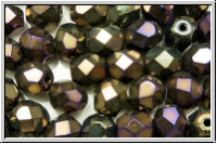 Bhm. Glasschliffperle, feuerpol., 6mm, brown, met., iris., 25 Stk.