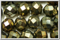 Bhm. Glasschliffperle, feuerpol., 8mm, brown, met., iris., 10 Stk.