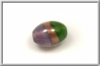 Indische Glasperle, Olive, 12x9mm, green/gold/amethyst, trans., 1 Stk.