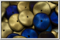 Ripple-Beads, 12mm, crystal, trans., california blue, matte, 12 Stk.