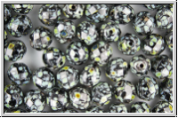 Bhm. Glasschliffperle, feuerpol., 8mm, black, op., picasso, 10 Stk.