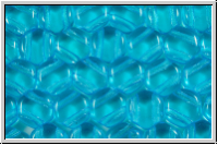 2-Loch-Honeycomb-Beads, 6mm, aqua, med., trans., 30 Stk.