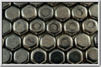 2-Loch-Honeycomb-Beads, 6mm, hematite, met., 30 Stk.