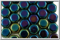 2-Loch-Honeycomb-Beads, 6mm, blue, met., iris., 30 Stk.