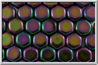 2-Loch-Honeycomb-Beads, 6mm, purple, met., iris., 30 Stk.