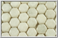 2-Loch-Honeycomb-Beads, 6mm, white, op., luster, 30 Stk.