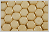 2-Loch-Honeycomb-Beads, 6mm, white, op., champagne luster, 30 Stk.