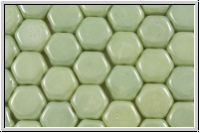 2-Loch-Honeycomb-Beads, 6mm, white, op., lt. green marbled, 30 Stk.