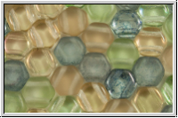 2-Loch-Honeycomb-Beads, 6mm, crystal, trans., beach MIX, 30 Stk.