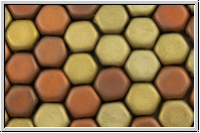 2-Loch-Honeycomb-Beads, 6mm, bronze MIX, met., satin, 30 Stk.