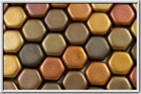 2-Loch-Honeycomb-Beads, 6mm, bronze, met., AB, satin, 30 Stk.