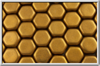2-Loch-Honeycomb-Beads, 6mm, gold, brass, met., satin, 30 Stk.