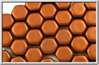 2-Loch-Honeycomb-Beads, 6mm, copper, dk., met., satin, 30 Stk.