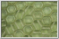 2-Loch-Honeycomb-Beads, 6mm, crystal, trans., green luster, matte, 30 Stk.