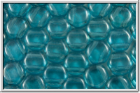 2-Loch-Honeycomb-Beads, 6mm, aqua, med., trans., luster, 30 Stk.