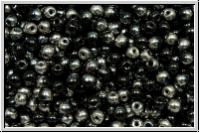 bhm. Glasperle, rund, 3mm, black, op., half chrome, 50 Stk.