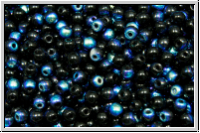 bhm. Glasperle, rund, 3mm, black, op., AB, 50 Stk.