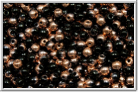 bhm. Glasperle, rund, 3mm, black, op., half capri gold, 50 Stk.