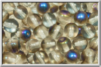 bhm. Glasperle, rund, 6mm, crystal, trans., half azuro, 25 Stk.
