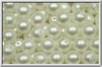 bhm. Glasperle, rund, 6mm, white, alabaster, white pearl, matte, 25 Stk.