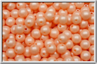 bhm. Glasperle, rund, 4mm, white, alabaster, soft pastel salmon, 50 Stk.