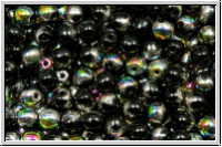 bhm. Glasperle, rund, 4mm, black, op., half vitrail medium, 50 Stk.