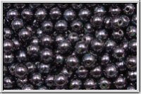 bhm. Glasperle, rund, 4mm, amethyst gunmetal, met., 50 Stk.